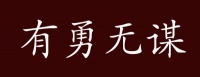 原创 有勇无谋的出处、释义、典故、近反义词及例句用法 - 成语知识