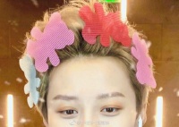 刘雨昕分享半脸自拍 头上贴小熊图案发贴显反差萌