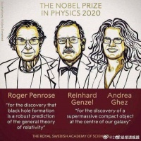 三位物理学家因发现“黑洞”获今年诺奖