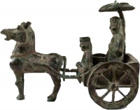 【精品推荐】战国马拉车文官摆件