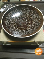 定窑刻花酱色釉双鱼大碗