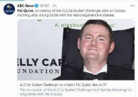 冰桶挑战发起者之一因渐冻症去世，享年37岁