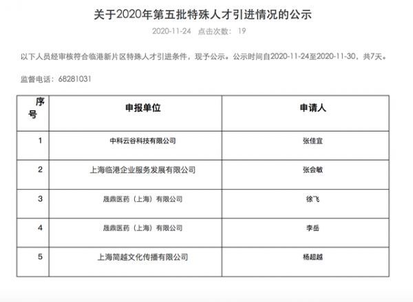 杨超越将落户上海