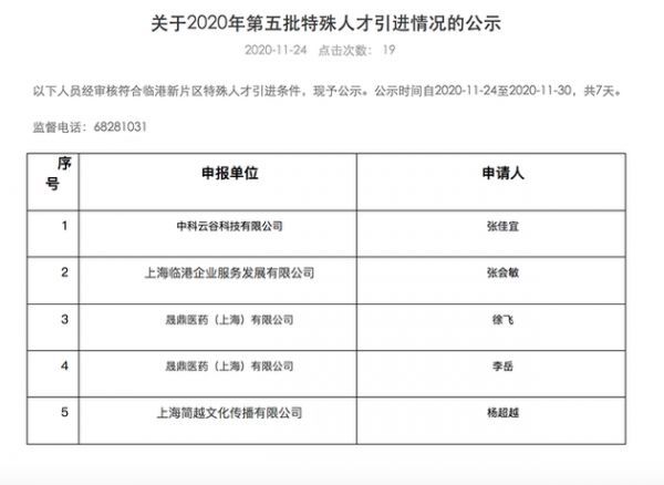 杨超越作为特殊人才落户上海