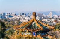 北京景山公园风光秀美 阳光“透亮”