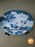 青花松鹤延年纹盘鉴赏