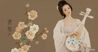 笑靥温柔的白衣女子，清歌琵琶，娓娓动听