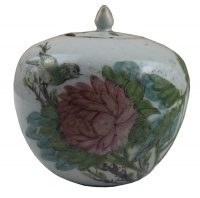 【精品推荐】清代粉彩花鸟纹苹果罐