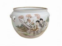 鉴赏：民国胡源鑫作“诗与人物纹”彩瓷罐