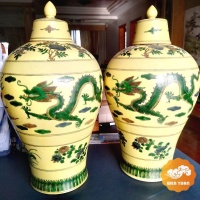 素三彩龙纹将军瓶