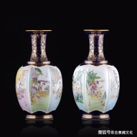 王锡良王采大师十二金钗粉彩对瓶