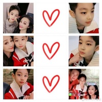 曹颖温馨为儿子庆生 十岁王子大眼睛高鼻梁帅气