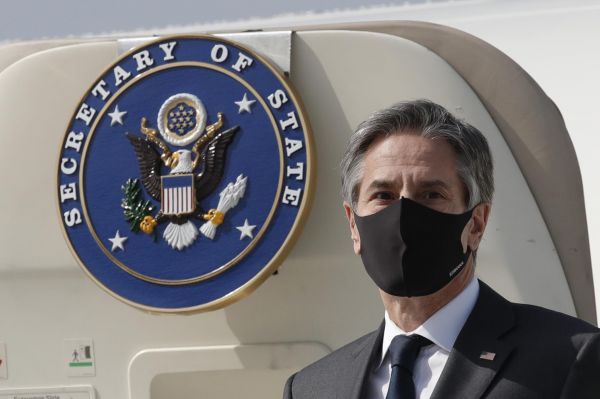 美国国务卿布林肯抵达乌山空军基地，对韩国开始进行访问 图源：IC Photo