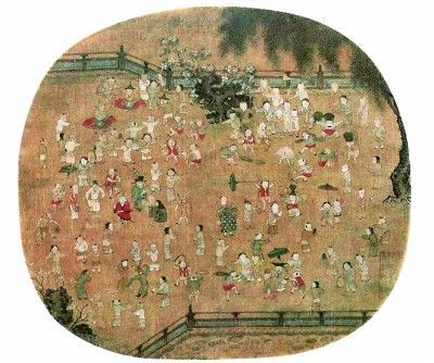 宋《百子图》绢本设色