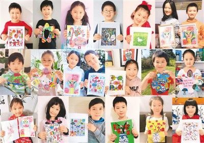 　　图为美术班部分学生在网络课堂上展示自己的绘画作品。　　王燕蓉供图
