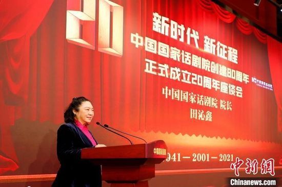 中国国家话剧院院长田沁鑫主持座谈会 盛佳鹏 摄