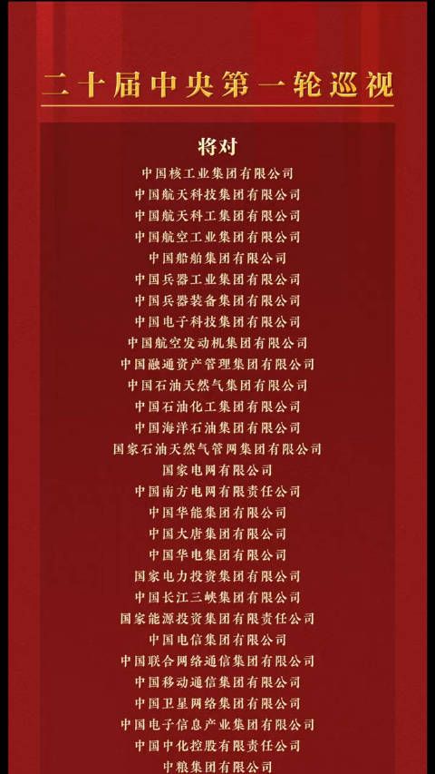 二十届中央第一轮巡视对象公布