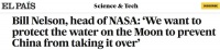 中国计划在2030年前实现首次登月,NASA局长又泼脏水:我们要抢先,以防中国“抢水”