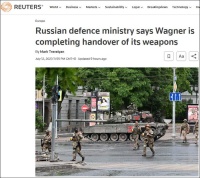 俄罗斯国防部：瓦格纳部队已移交2000多件装备和2500多吨弹药，包括重型武器