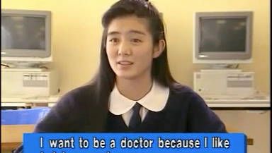 杨采妮30年前英语会话示范，青春学生妹，好可爱