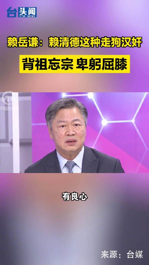 赖岳谦：赖清德这种走狗汉奸，背祖忘宗！卑躬屈膝！