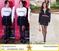 周迅分别身着chanel2023早春和2024早春两套服装亮相