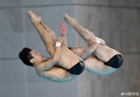 多哈世锦赛跳水选拔赛第二站：练俊杰/杨昊男子双人10米台夺冠