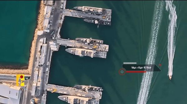 以色列的海法机场的F-15I(图一),“大卫投石索”阵地(图二),和护卫舰停泊的码头(图三)(真主党)