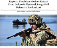 乌媒：乌军遭遇战术失败，撤离第聂伯河左岸重要桥头堡