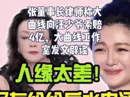 张董事长律师称大曲线向汪少爷索赔四亿,工作室发文辟谣,仅供娱乐