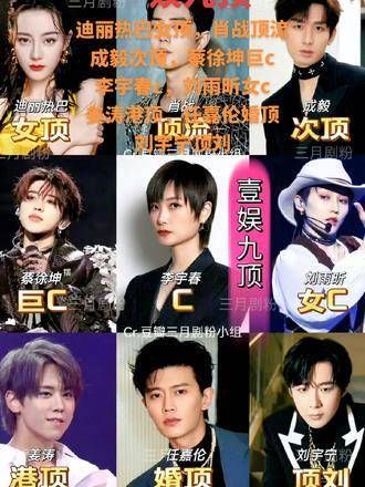 笑崩了……迪丽热巴女顶,肖战顶流,成毅次顶,蔡徐坤巨c,李宇春c位…