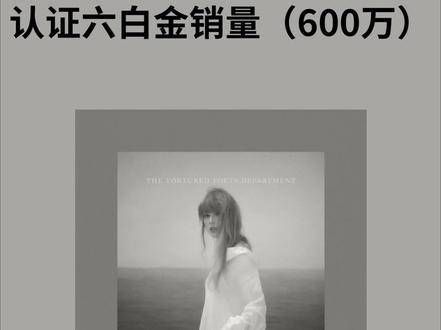 霉霉的第11张录音室专辑已经成功达到了6白金的销量纪录