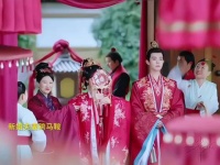 两对新人婚礼跨马鞍方式迥异，真马抛掷与马鞍跨越引对比