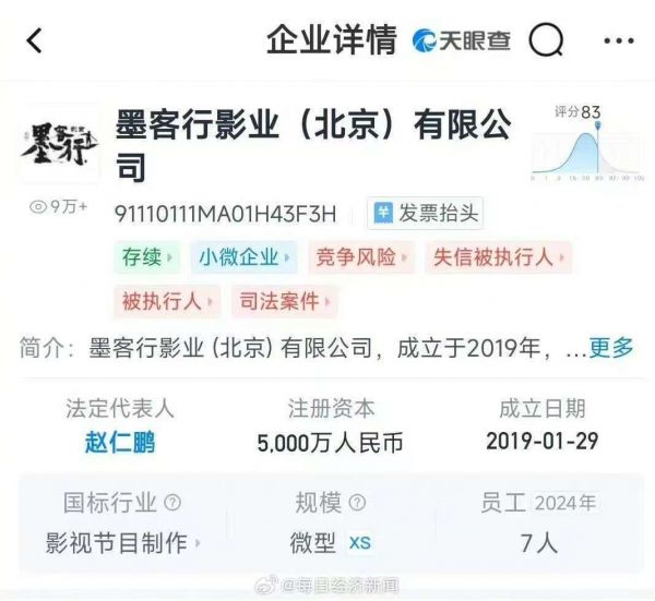 于谦持股公司被恢复执行111万余元!公司还有多条被执行信息,金额超7500万元