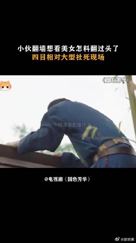 小伙翻墙想看美女怎料翻过头了，四目相对大型社死现场