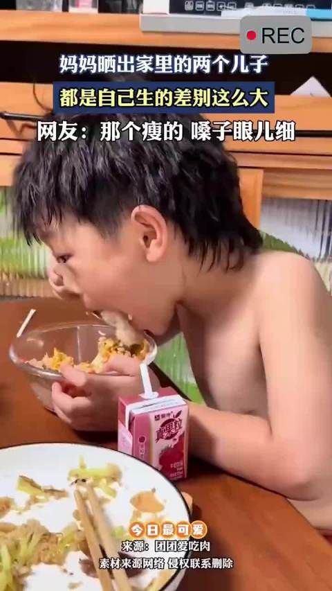 两兄弟的日常对比：一个瘦瘦的，一个胖胖的，差距好大！