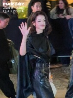 舒淇又轻轻地用美貌发出暴击 舒淇下车进入秀场，这就是想象中下车的样子