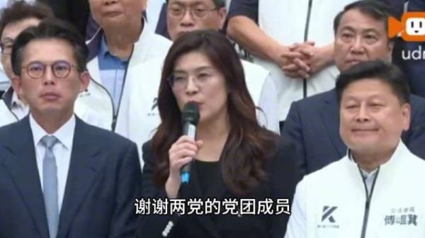 郑丽文在蓝白军购7800亿立院审核通过记者会发表讲话