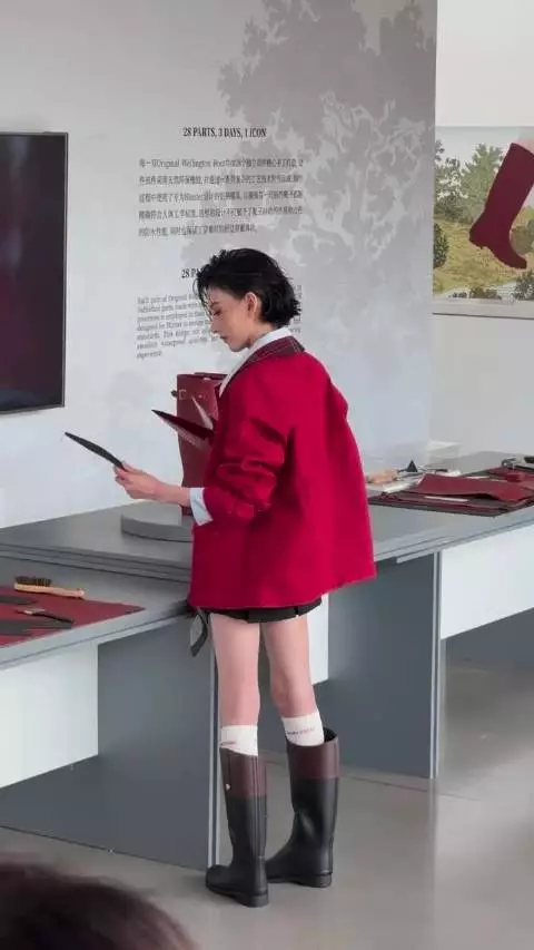 宋祖儿湿发短发现身，红色夹克造型又飒又萌