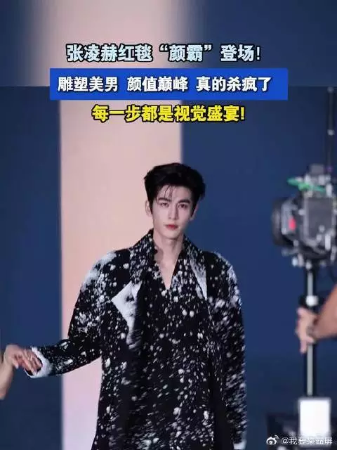 张凌赫红毯“颜霸”登场，雕塑美男颜值巅峰，每一步都是视觉盛宴