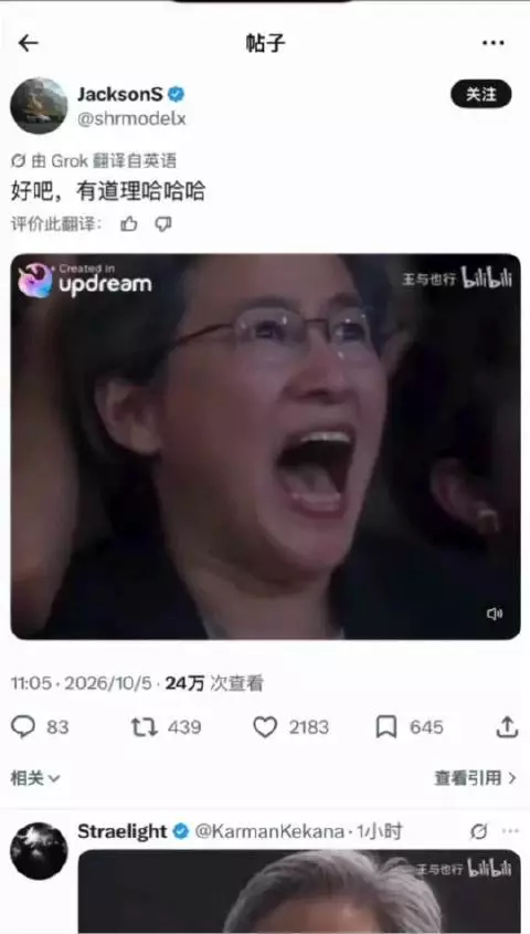 B站黄仁勋版世界巡演传播到推特X，外国网友爆笑评论现状