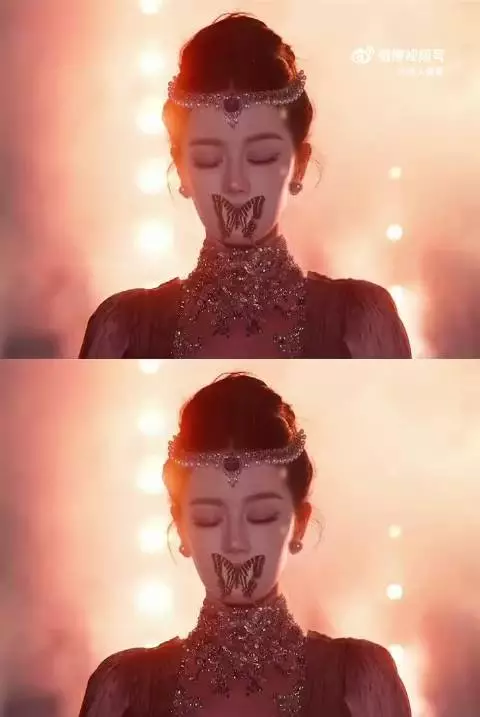 迪丽热巴八年前拍过亲吻蝴蝶,八年后蝴蝶意象贯穿雨夜红毯